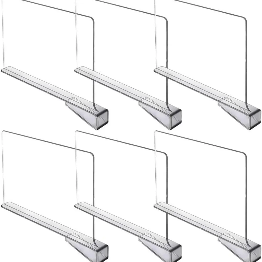 Acrylic Shelf Dividers - Clear. Six pack